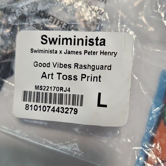Swiminista x‎ James Peter Henry Good Vibes Rashguard Art Toss Print NWT Large - Picture 4 of 7